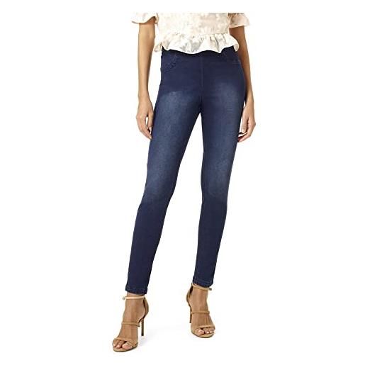 HUE reversible denim high rise leggings calzetteria, deep blue wash/nero, m donna