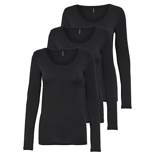 ONLY 3 pezzi da donna a manica lunga in bianco e nero, manica lunga basic estiva 95% cotone xs s m l xl 15209156