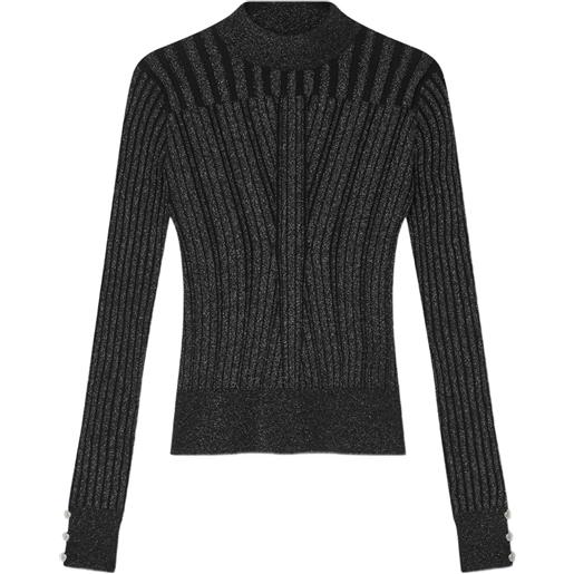 Versace top a coste in misto lurex - nero