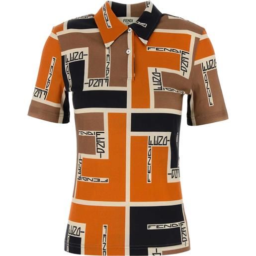 FENDI polo con stampa maxi ff puzzle - arancione