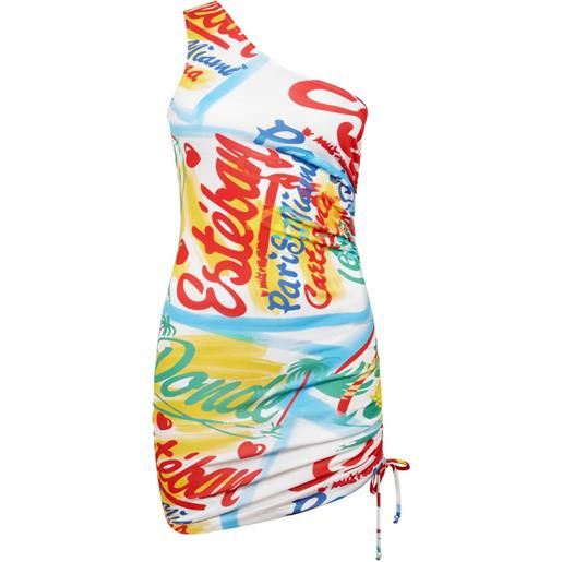 Donde Esteban abito corto bazurto monospalla - bianco