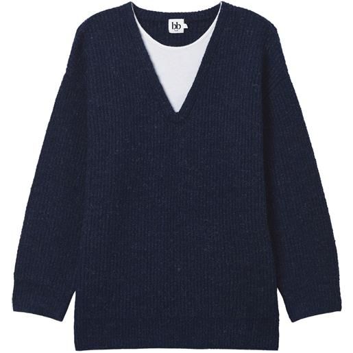 b+ab maglione con scollo a v - blu