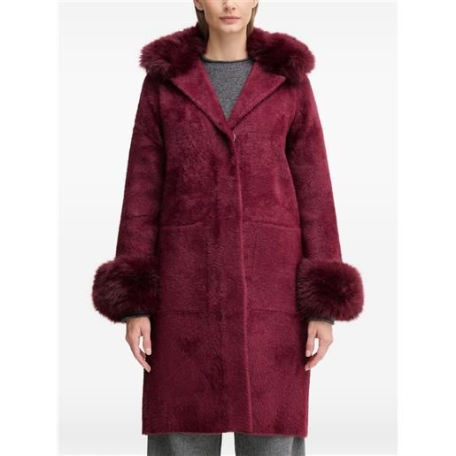 Joseph Ribkoff cappotto con finitura in pelliccia sintetica - rosso