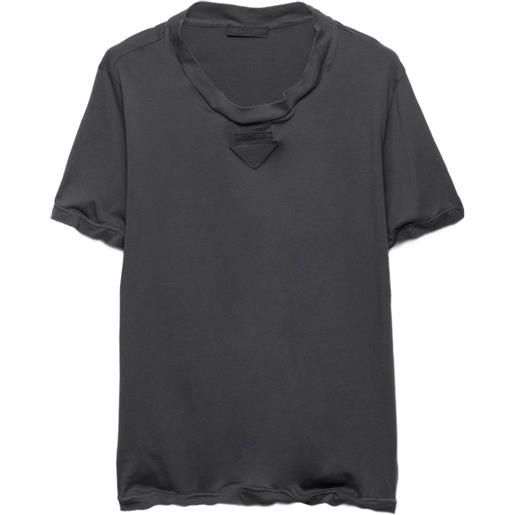Prada t-shirt con dettaglio triangolare - grigio