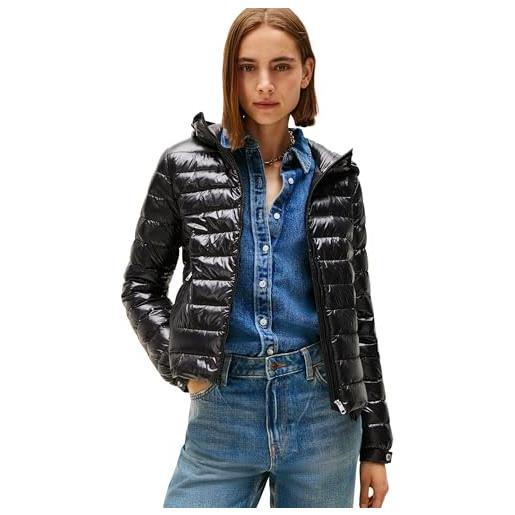 Tommy Hilfiger donna giacca imbottita down hooded jacket con zip, nero (black), s