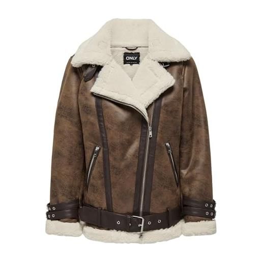 ONLY onlolympia faux bonded biker cc otw giacca da motociclista, chip al cioccolato. Dettagli: luna, m donna