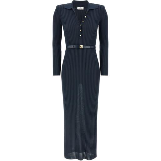 Elisabetta Franchi abito lungo a coste - blu