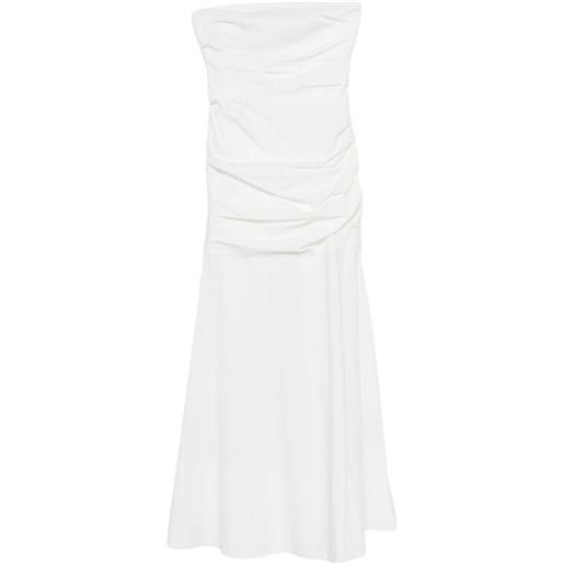 St. Agni abito midi con ruches - bianco