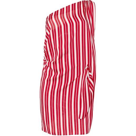 BLAKLACE abito corto monospalla a righe - rosso