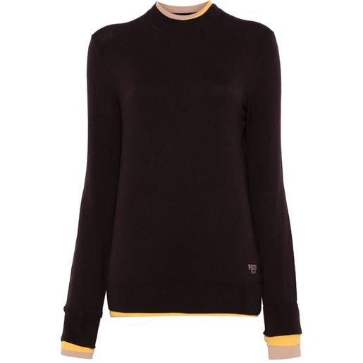 FENDI maglione con bordo a strati - marrone