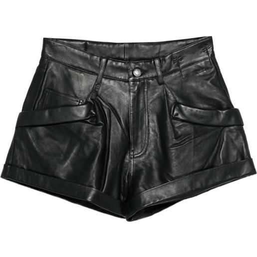 R13 shorts in pelle - nero