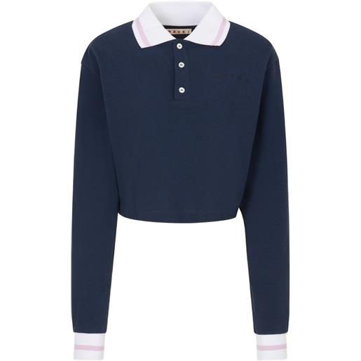 Marni polo con dettaglio a righe - blu