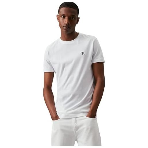 Calvin Klein uomo t-shirt maniche corte ck essential slim fit, bianco (bright white), xxs