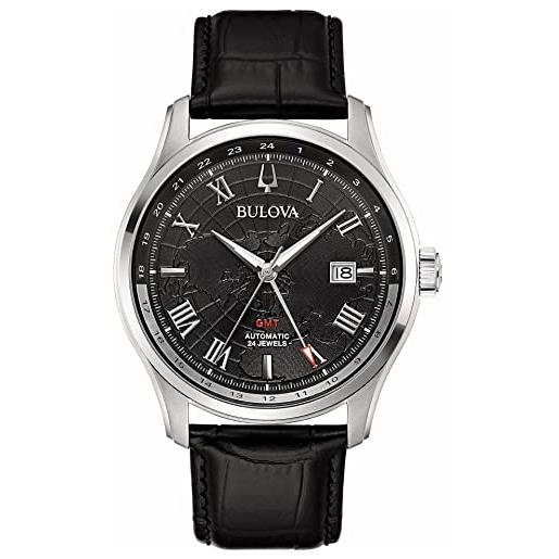 Bulova Orologio Meccanico Uomo 96A266 – Cassa Acciaio 43mm, Quadrante Argento, Cinturino In Pelle, Movimento Automatico, 3 ATM