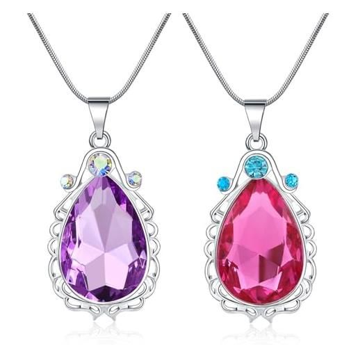 AROWRO 2 collane sofia il primo amuleto ed elena principessa gemella sorella goccia collana principessa costumi gioielli per ragazze