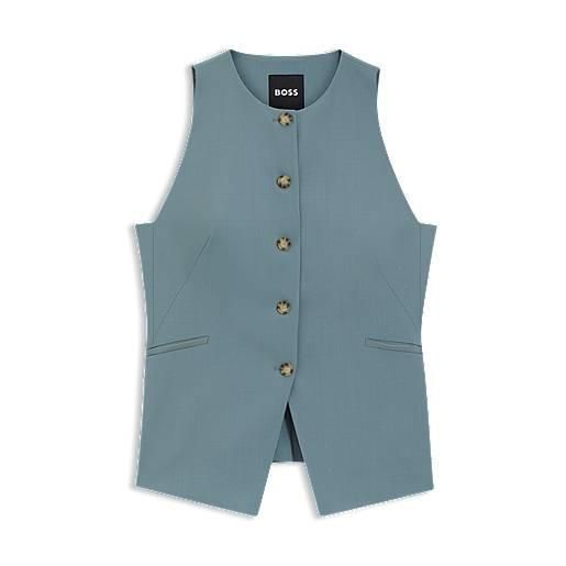 BOSS gilet slim fit in lana vergine, blu