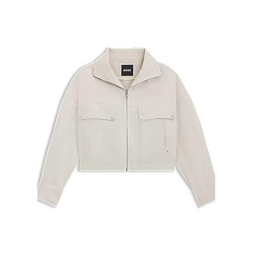 BOSS giubbotto relaxed fit in twill di cotone-lino, colore neutro