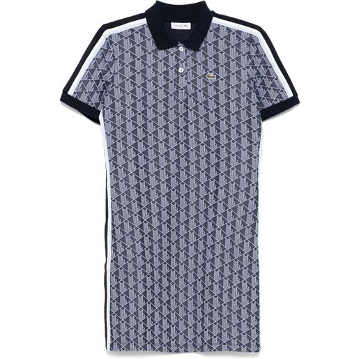 Lacoste abito in stile polo con monogramma jacquard - blu
