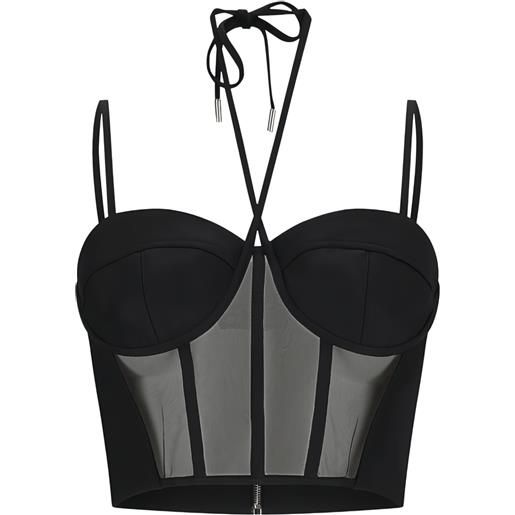 David Koma corsetto con inserti in tulle - nero