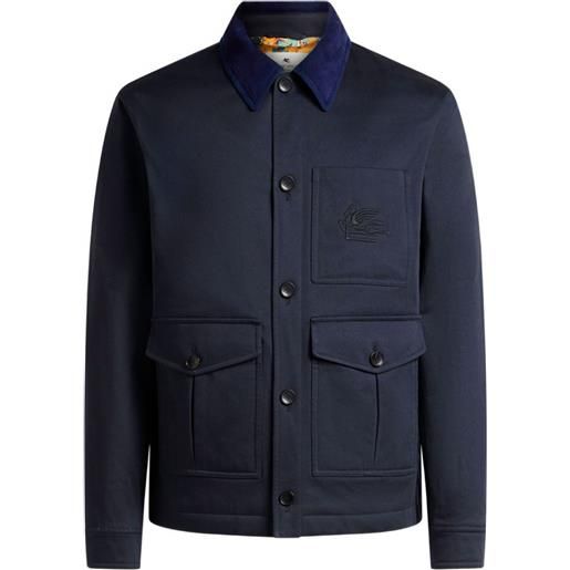 ETRO giacca con logo ricamato - blu