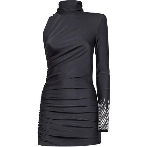 Alina abito monospalla con strass - nero