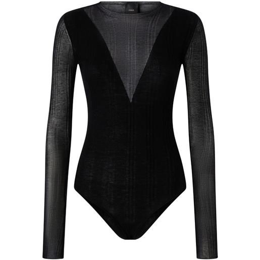 PINKO body a maniche lunghe con scollo a v - nero