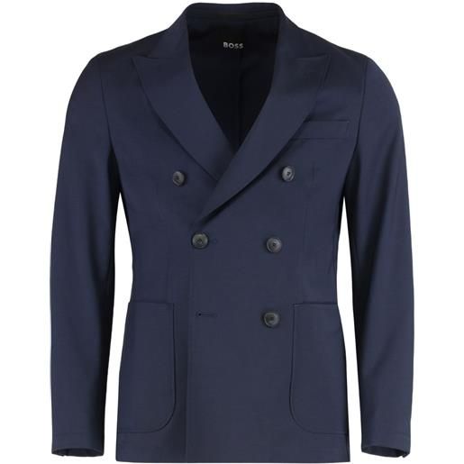 BOSS blazer doppiopetto con bottone - blu