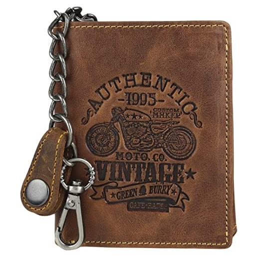 Greenburry 1705B Portafoglio In Pelle Uomo Vintage – Con Portamonete – Marrone Conciato Vegetale