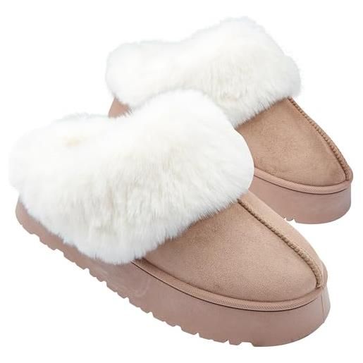 CityComfort pantofole donna invernali, scarpe donna invernali con suola antiscivolo (beige, 38 eu)