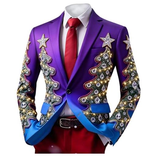 Giacca A Maniche Lunghe Slim Fit Generisch Giacca Natalizia Da Uomo, Blazer Da Uomo, Con Giacca Con Stampa Natalizia