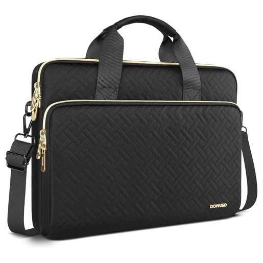 DOMISO custodia pc portatile 17,3 pollici, borsa custodia per lenovo hp dell acer asus samsung 17,3 pollici laptop con spallacci，nero