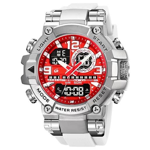 Findtime Orologio Sportivo Digitale Uomo - Grande, Impermeabile 5 ATM, Con Doppio Tempo, LED E Cronometro