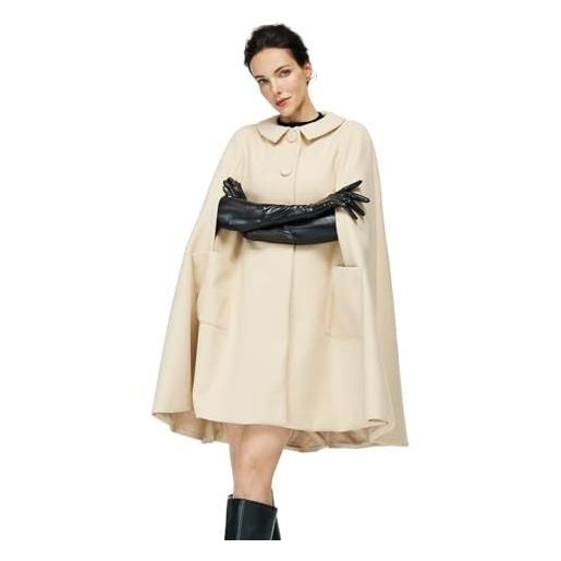 BEAUTELICATE mantello poncho da donna, misto lana, cappotto, colletto bubi, poncho con cuciture sulle maniche, antivento, leopardato, invernale, con tasche, autunno, inverno, matrimonio, halloween
