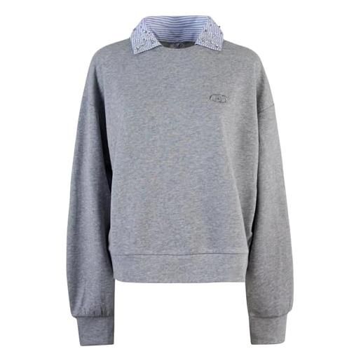 Liu Jo felpa in misto cotone con colletto rimovibile | 5bldauf5254f0873 03658 grigio, grigio, m