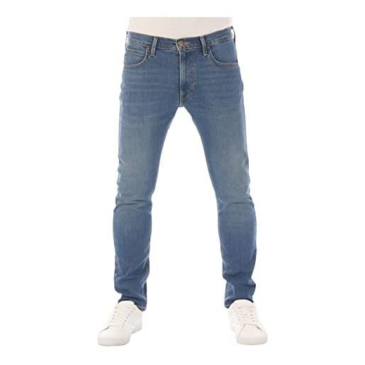 Lee luke slim fit tapered - jeans da uomo, pantaloni jeans affusolati in denim di cotone, elasticizzati, blu, nero, grigio, taglie dalla 46 alla 54 (taglie us: w30, w31, w32, w33, w34, w36, w38), 52