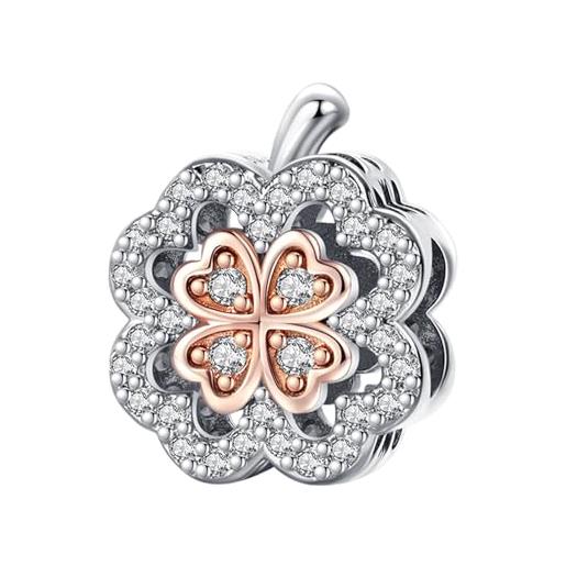 LNQOBU Bracciale Porta Charm In Argento 925 Per Donna – Adatto A Bracciali E Collane, Dimensione Foro 4,5-5 Mm, Regalo