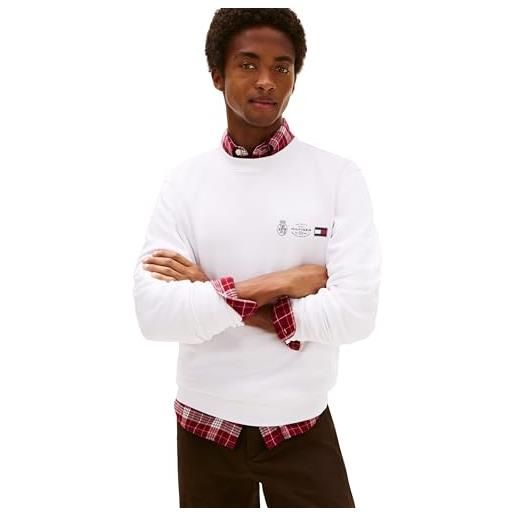 Tommy Hilfiger uomo felpa small crest outline con scollo rotondo, blu (desert sky), m