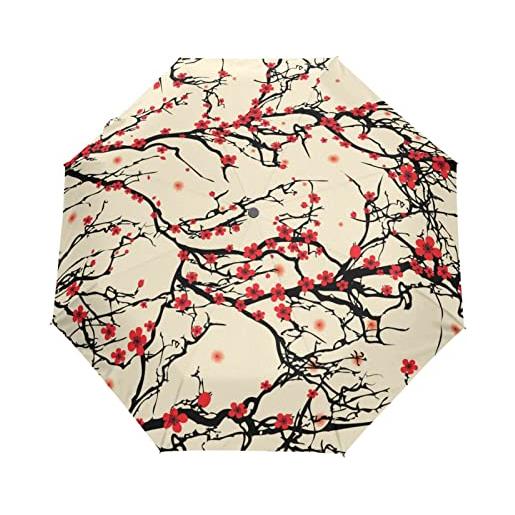 Quteprint fiori di ciliegio giapponesi 3 pieghe auto aprire chiudere ombrello per pioggia antivento ombrelli da viaggio all'aperto compatto leggero protezione uv ombrello pieghevole per bambini uomini donne