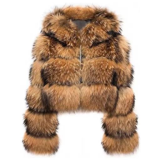 Puramala - giacca invernale da donna con grande colletto in pelliccia sintetica - bomber corto con cappuccio | giacca alla moda per l'autunno e l'inverno, m