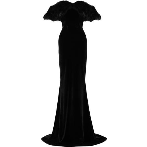 Vestiaire d'un Oiseau Libre abito da sera con bordo in finta pelliccia - nero
