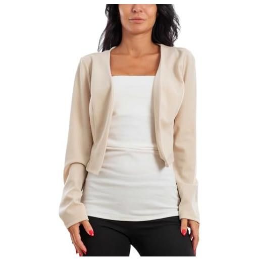Toocool - coprispalle donna bolero maniche lunghe elegante giacca vb-31189 [taglia unica, beige]