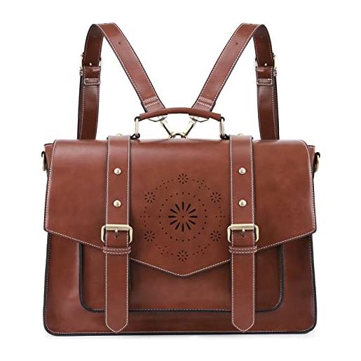 ECOSUSI borsa porta pc per 15,6 pollici donna tracolla grande cartella zaini per pc portatili borsa e messenger borsetta vintage per lavoro scuola business ufficio nero
