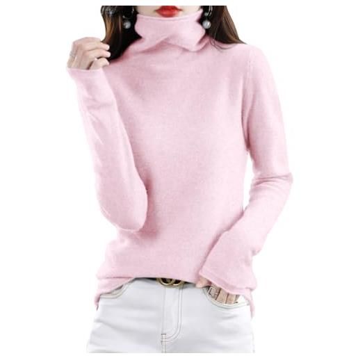 ORANDESIGNE dolcevita donna invernale lupetto maglione lana elegante maglioni collo alto maglie cashmere arancione 02 xs