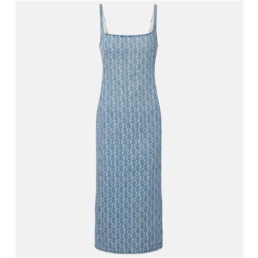 Dries Van Noten abito midi in denim con stampa