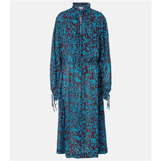 Dries Van Noten abito chemisier con stampa e volant