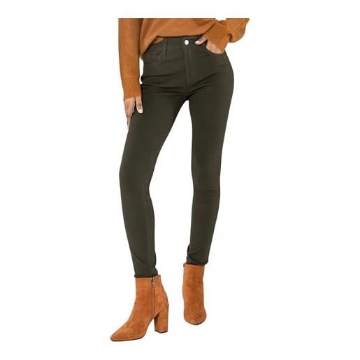 Nina Carter a003 donna jeggings pantaloni elasticizzati a vita alta con zip - skinny fit pantaloni con tasche, attillati, elastici, marrone (a003-67), xxl sottile