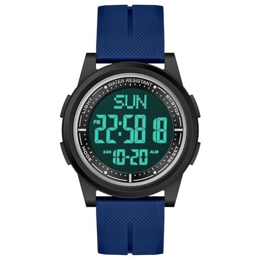 Orologio da polso digitale da donna, sportivo, impermeabile, con doppio fuso orario, data, retroilluminazione, settimanale, sveglia, cronometro, Verde, Cinturino