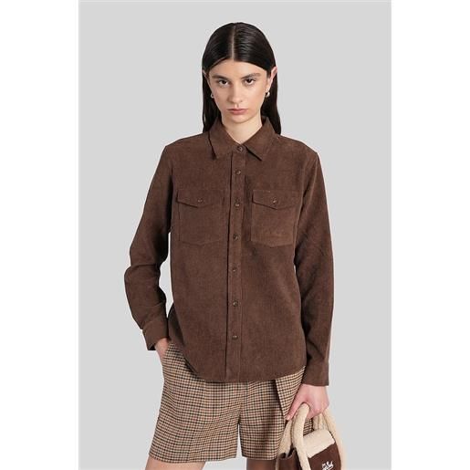 Saint Barth Mc2 camicia deer corduroy in poliestere marrone