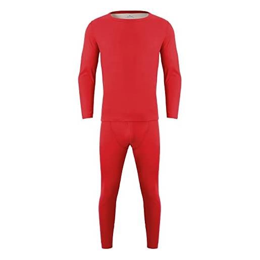 Generisch tuta sportiva da uomo in velluto doppio sided, biancheria intima termica, pantaloni tormann, colore: rosso, xxl