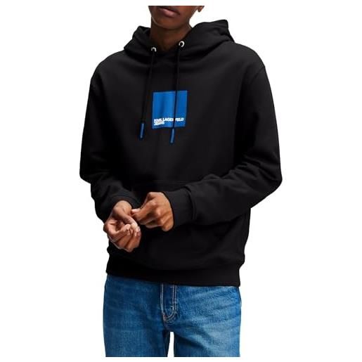 KARL LAGERFELD JEANS, uomo, felpa con cappuccio box logo, vestibilità regolare, blu, m